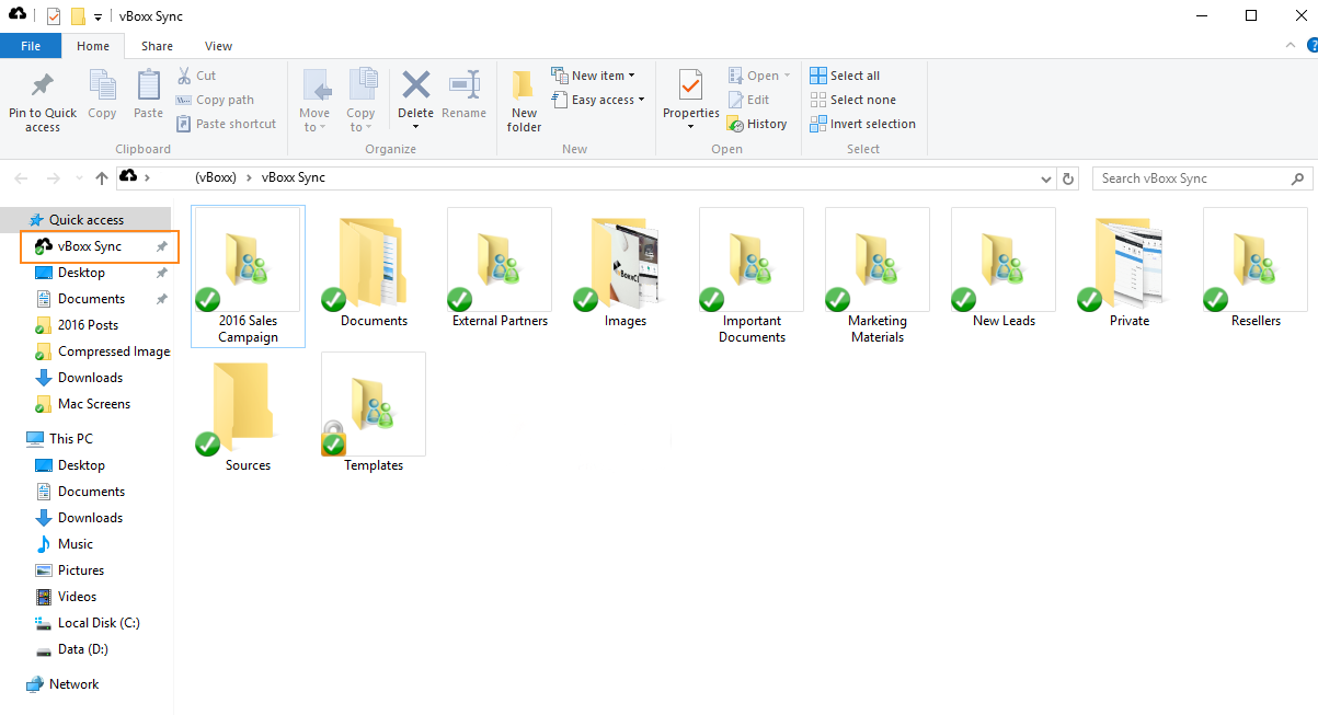 vBoxx Sync folder