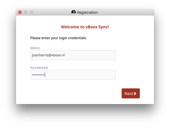 using selective sync while registering - vBoxxCloud