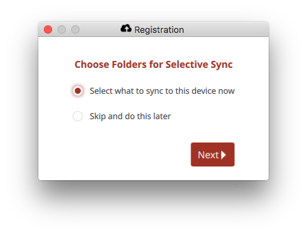 choosing folders for selective sync - vBoxxCloud