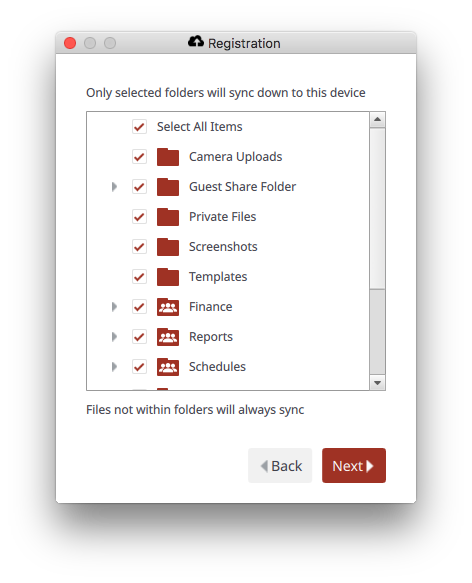 selective sync - vBoxx sync installation