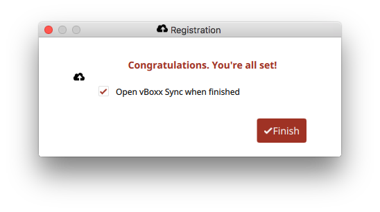 vboxx sync tool registration