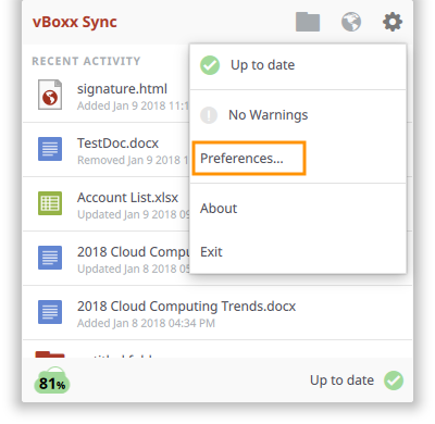 sync tool preferences - vBoxxCloud