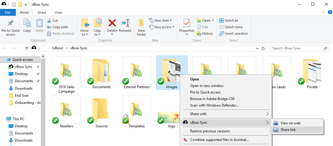 Sharing files from desktop - vBoxxCloud
