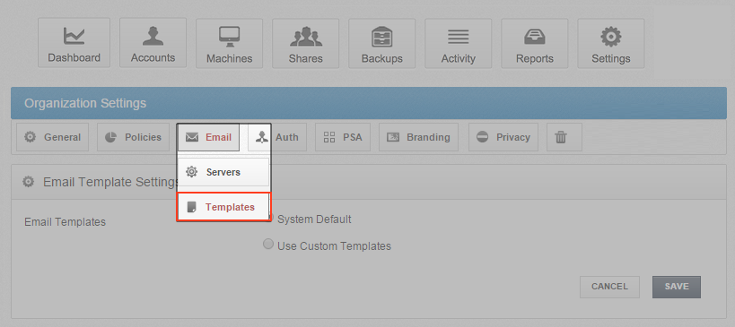 customize email templates - vBoxxCloud