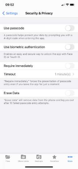 vboxxcloud touch id and face id activation
