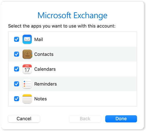Configuring Apple mail, calendar and contacts with Exchange - 4